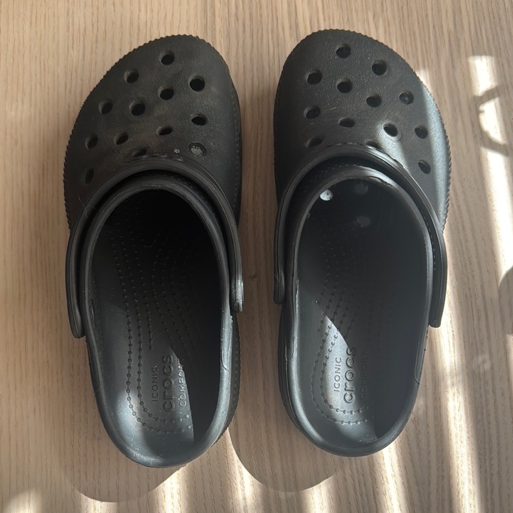 CROCS Kids Black Slip-On Clogs with Heel Strap